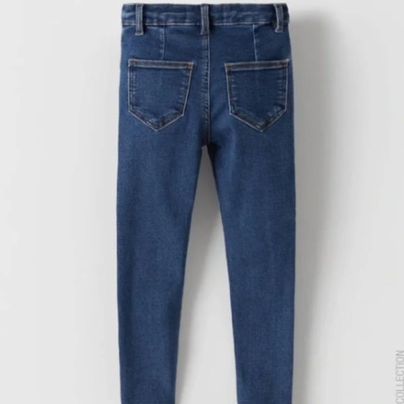 Zara Kids Jeans Mid Rise Skinny Jeans Distressed Dark Wash SZ 4/5 Girls NEW! - Picture 13 of 13